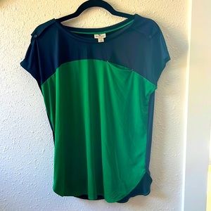 Worthington Green and Navy Colorblock Stretch top